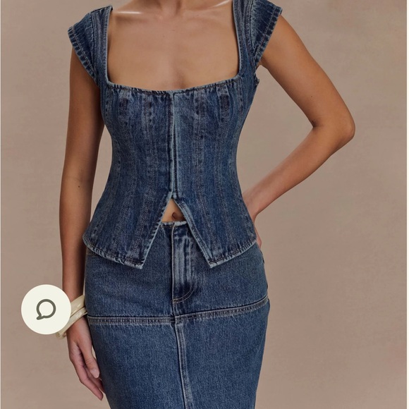 Meshki Dark Blue Denim Women's  top - Picture 1 of 5